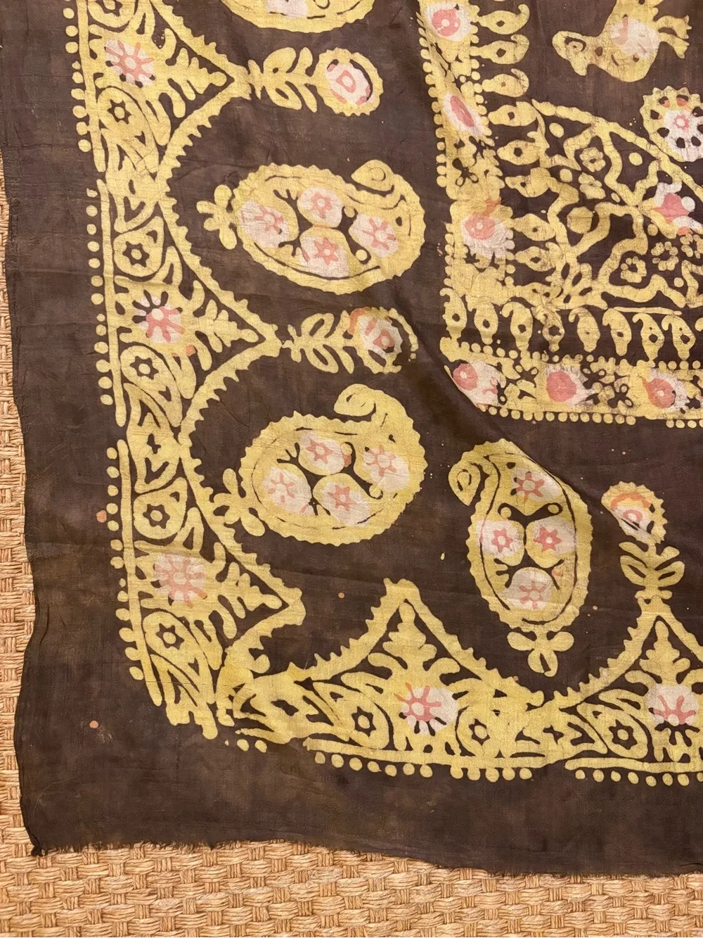 Indian block print (Kalamkari design) scarf wrap 60x60